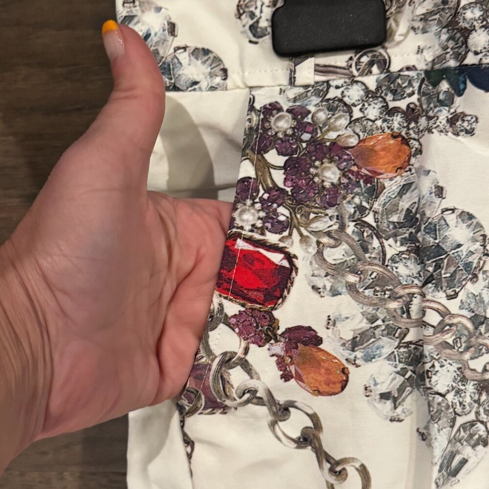 Camilla and Marc Marie Trouser White Jewel Print Pants Straight leg Cropped 6 - Picture 4 of 16